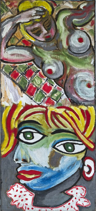 PORTRAIT EXPRESSIONNISTE NUDE ET CUBISTE, 2012 (acrylique sur toile de jute tendue sur un cadre en bois). - Ando Gilardi