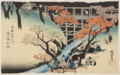 Érables rouges au pont Tsūtenkyō - Ando or Utagawa Hiroshige