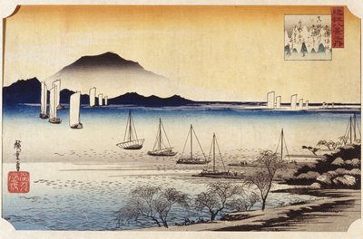 Voiles de retour à Yabase - Ando or Utagawa Hiroshige
