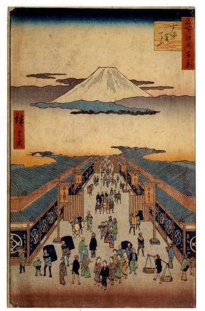 Rue Suruga. Partie de la série : les 53 relais du Tokaido. Estampe japonaise par Utagawa Hiroshige (1797-1858) - Ando or Utagawa Hiroshige