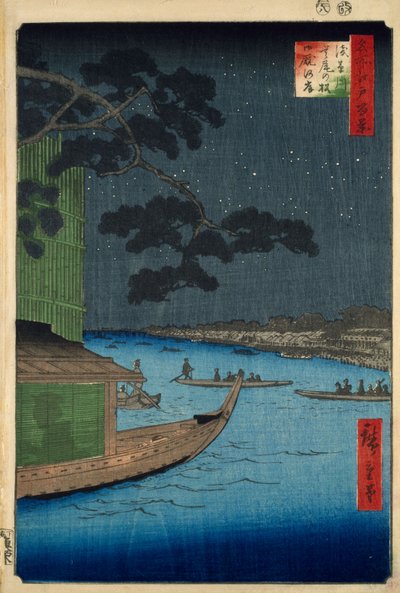 Le "Pin du succès" à la digue Onmaya, rivière Asakusa - Ando or Utagawa Hiroshige