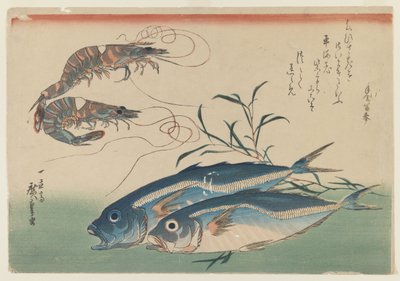 Deux crevettes avec deux maquereaux, vers 1832-33 - Ando or Utagawa Hiroshige