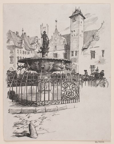 Illustration pour "Le 11 juin" (La Fontaine sur la Vieille Place) - André Bork