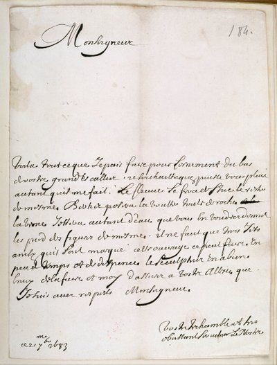 Lettre de Le Nôtre au Grand Condé - Andre Le Notre