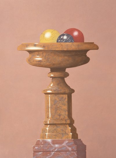 Vase en marbre, boules de marbre rouge, noir et jaune - Andras Kaldor