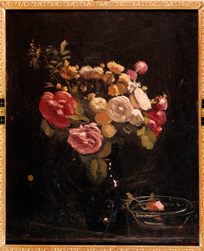 Roses dans un vase noir, 20e siècle (huile sur toile) - Andre Derain