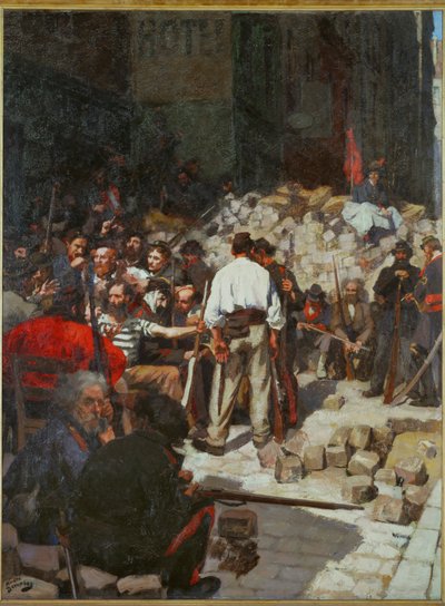La Commune : La barricade ... (peinture sur toile) - Andre Devambez