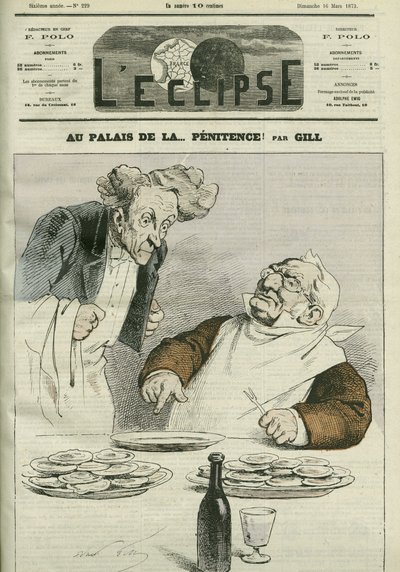 Au palais de la pénitence, caricature du Président de la République Adolphe Thiers (1797-1877). Couverture dans « L