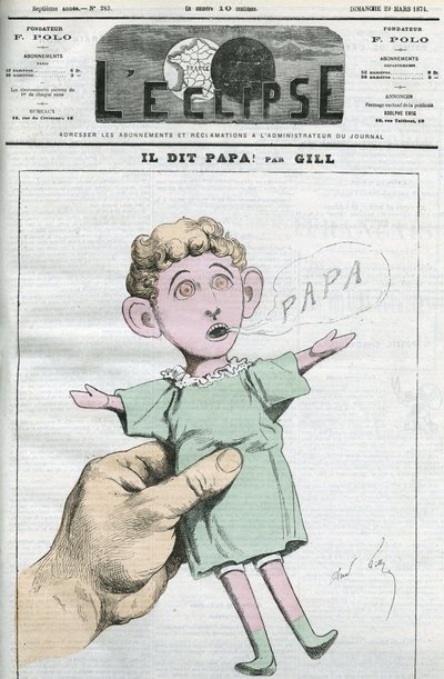 Caricature de Napoléon Eugène Louis Bonaparte (1856-1879), fils de Napoléon III. Couverture de "L
