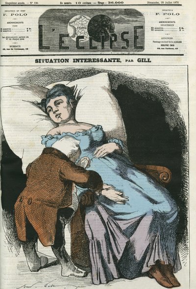 Illustration de la République bientôt endettée envers la Prusse, Adolphe Thiers (1797-1877), Président de la République prenant son pouls. Couverture dans « L