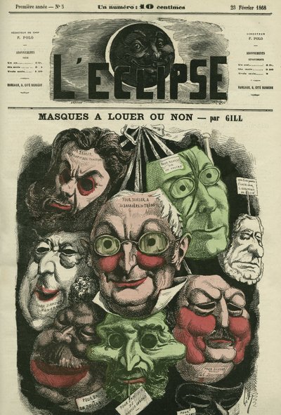 Masques à louer ou non pour le carnaval. Couverture dans « L