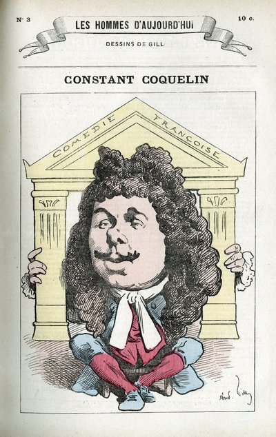 Portrait de Constant Coquelin (1841-1909), acteur de théâtre français. Caricature par Gill, Paris - Andre Gill