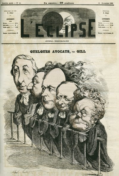 Quelques avocats, Emmanuel Arago (1812-1896), Léon Gambetta (1838-1882), Jules Grévy (1807-1891), Laurier et Adolphe Crémieux (1796-1880). Couverture dans « L