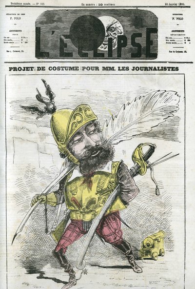 Projet de costume pour journalistes, en garde et protégés par une armure. Couverture de "L