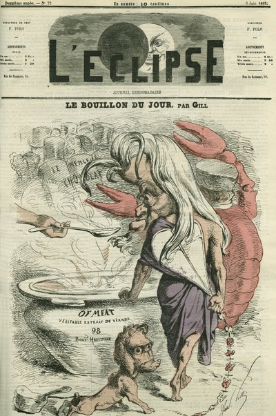 Le bouillon du jour, illustration pour « de-viande », extrait de viande. Couverture dans « L