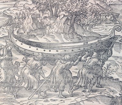 Les Lapons transportant leurs bateaux d