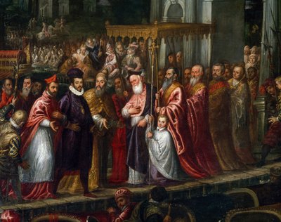 Doge Mocenigo et Patriarche Trevisan accueillant Henri III au Lido en 1574 - Andrea Vicentino
