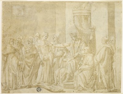 Saints Pierre et Paul disputant avec Simon le Magicien devant Néron (recto); Cinq scènes de l
