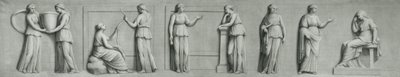 Un panneau en grisaille représentant des figures féminines, y compris des muses - Andrea Casali