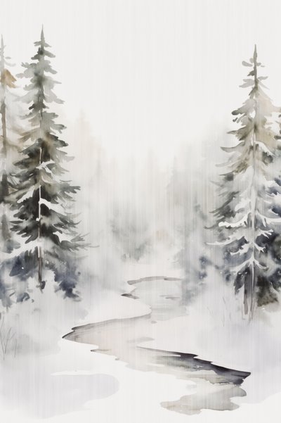 Ruisseau dans une forêt enneigée - Andrea Haase