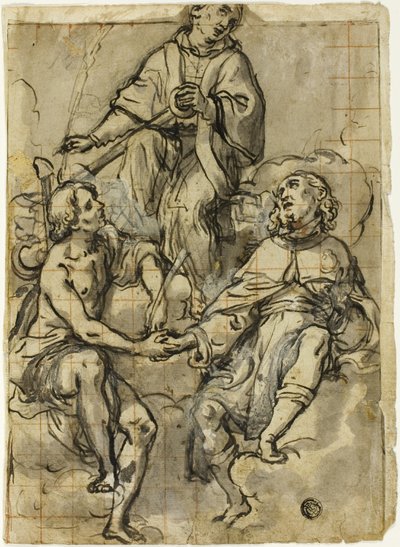 Saint Clément flanqué de saints Sébastien et Roch - Andrea Lilio