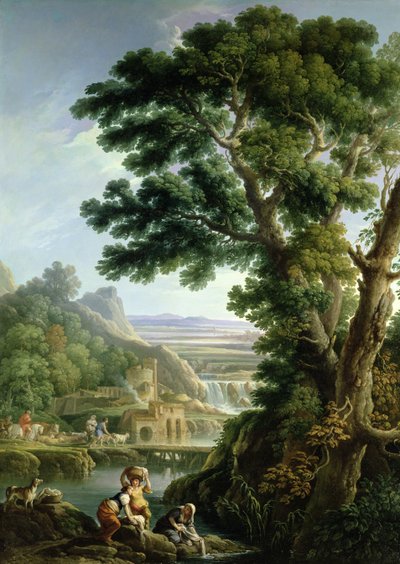 Un paysage dans le Latium avec des lavandières - Andrea Locatelli