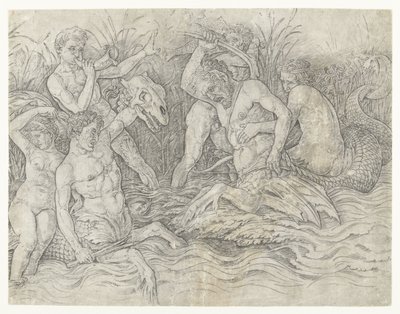 Combat entre tritons avec des néréides sur leur dos - Andrea Mantegna