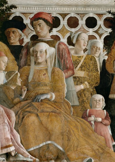 Lodovico Gonzaga et sa famille, Barbara de Brandebourg et deux enfants (fresque) - Andrea Mantegna