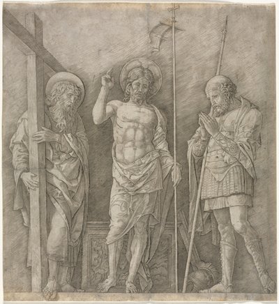 Le Christ ressuscité entre Saint André et Longinus - Andrea Mantegna