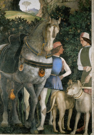 Deux palefreniers avec le cheval et les chiens de Lodovico Gonzaga (fresque) - Andrea Mantegna