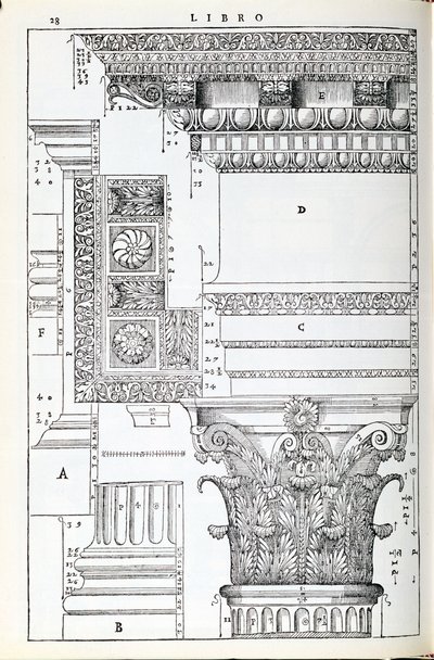 Détails décoratifs du Temple de Trajan, illustration d