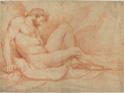Étude académique de nu masculin assis - Andrea Sacchi