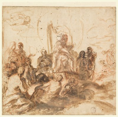 Projet pour Allégorie de la Sagesse Divine, Salle de Réception, Palazzo Barberini, Rome, Italie - Andrea Sacchi