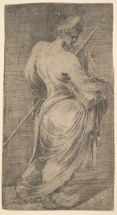 Saint Jacques le Majeur tenant un bâton et un livre, de Christ et les Apôtres - Andrea Schiavone