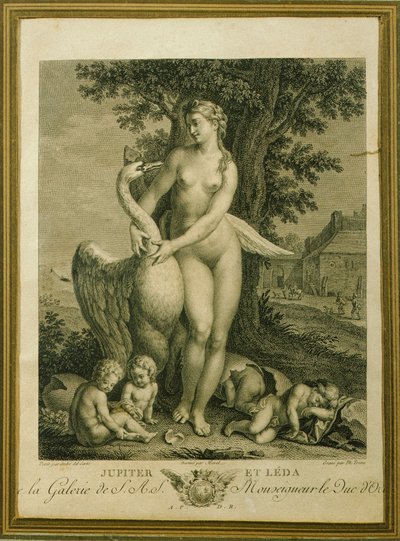 Léda et le cygne, gravure par Philippe Triere, d
