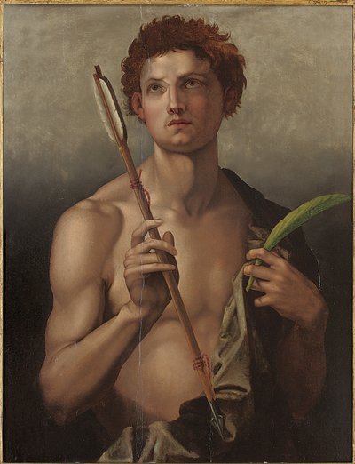 Saint Sébastien avec une flèche dans la main droite et la palme du martyr dans la main gauche - Andrea del Sarto