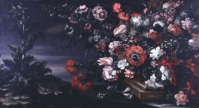 Nature morte de fleurs dans un vase en pierre - Andrea the Elder Scacciati