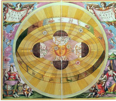 Scenographia: Système Copernicien Carte astrologique (c.1543) conçue par Nicolaus Copernicus (1473-1543), de 