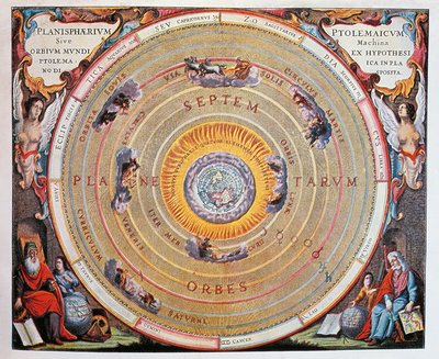 Carte du monde, étude de la Terre basée sur les théories de Ptolémée - Andreas Cellarius
