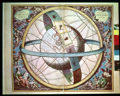 Carte du monde avec zodiaque encerclant, 