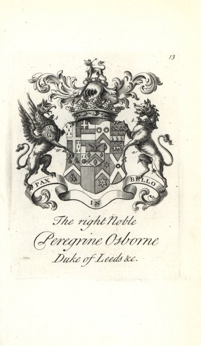 Blason et crête du très noble Peregrine Osborne, 2e Duc de Leeds - Andrew Johnston
