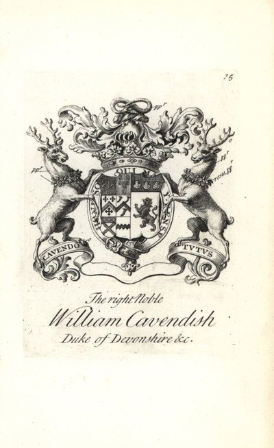 Blason et armoiries du très noble William Cavendish, 2e duc de Devonshire - Andrew Johnston