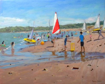 Cricket et voile rouge et blanche, Abersoch, 2011 - Andrew Macara