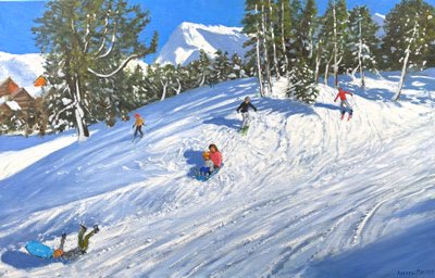 Luge et ski, Les Arcs, France, 2023 (huile sur toile) - Andrew Macara