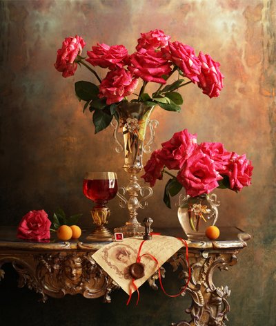 Nature morte classique aux roses - Andrey Morozov