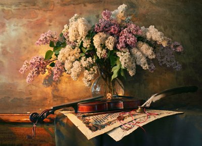 Nature morte aux lilas et au violon - Andrey Morozov