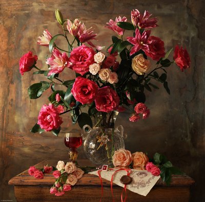 Nature morte romantique aux roses - Andrey Morozov