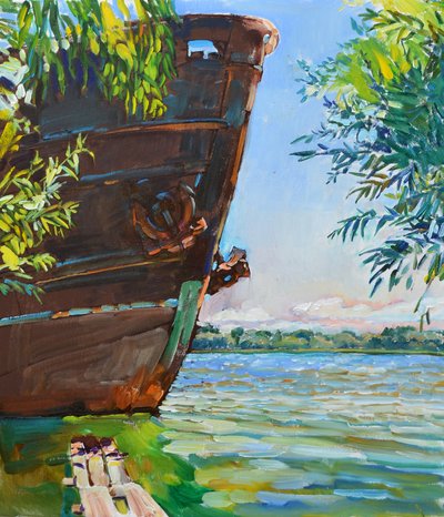Un bateau rouillé sur le rivage - Andrii Kutsachenko