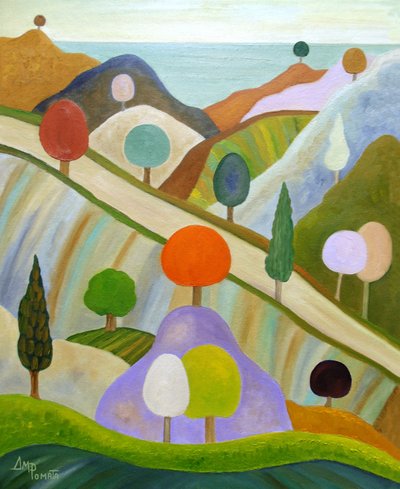 Paysage coloré et fantaisiste - Angeles M. Pomata