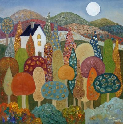 Paysage fantaisiste au clair de lune - Angeles M. Pomata